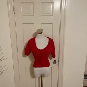 vintage Cement Red Fuzzy Sweater Set size Small